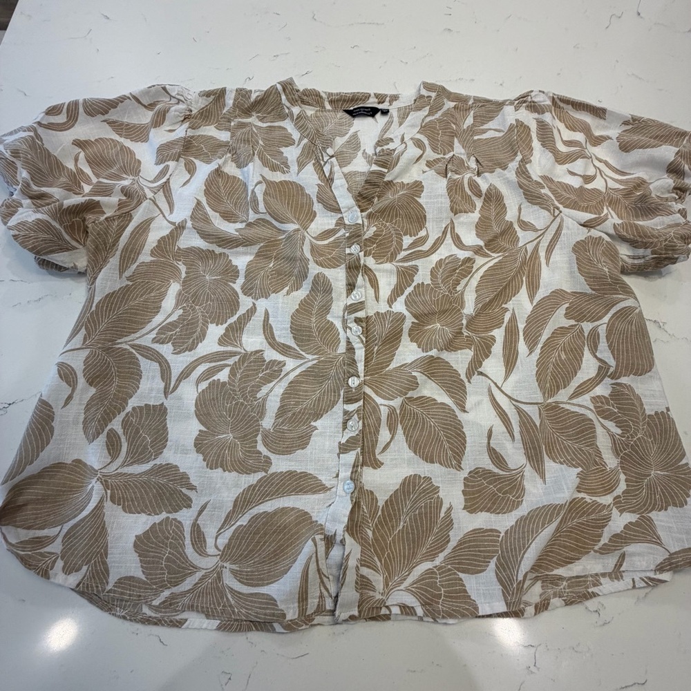 Women’s cotton Floral
Short-Sleeve Button Down Shirt 3X - Picture 2 of 8